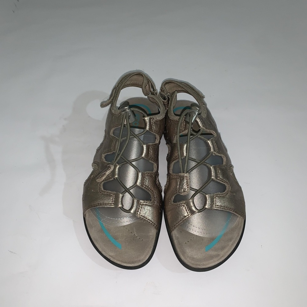 ECCO Sandals Womens Size 9 Gold Leather Gladiator Hook & Loop Comfort Shoes - Picture 4 of 11